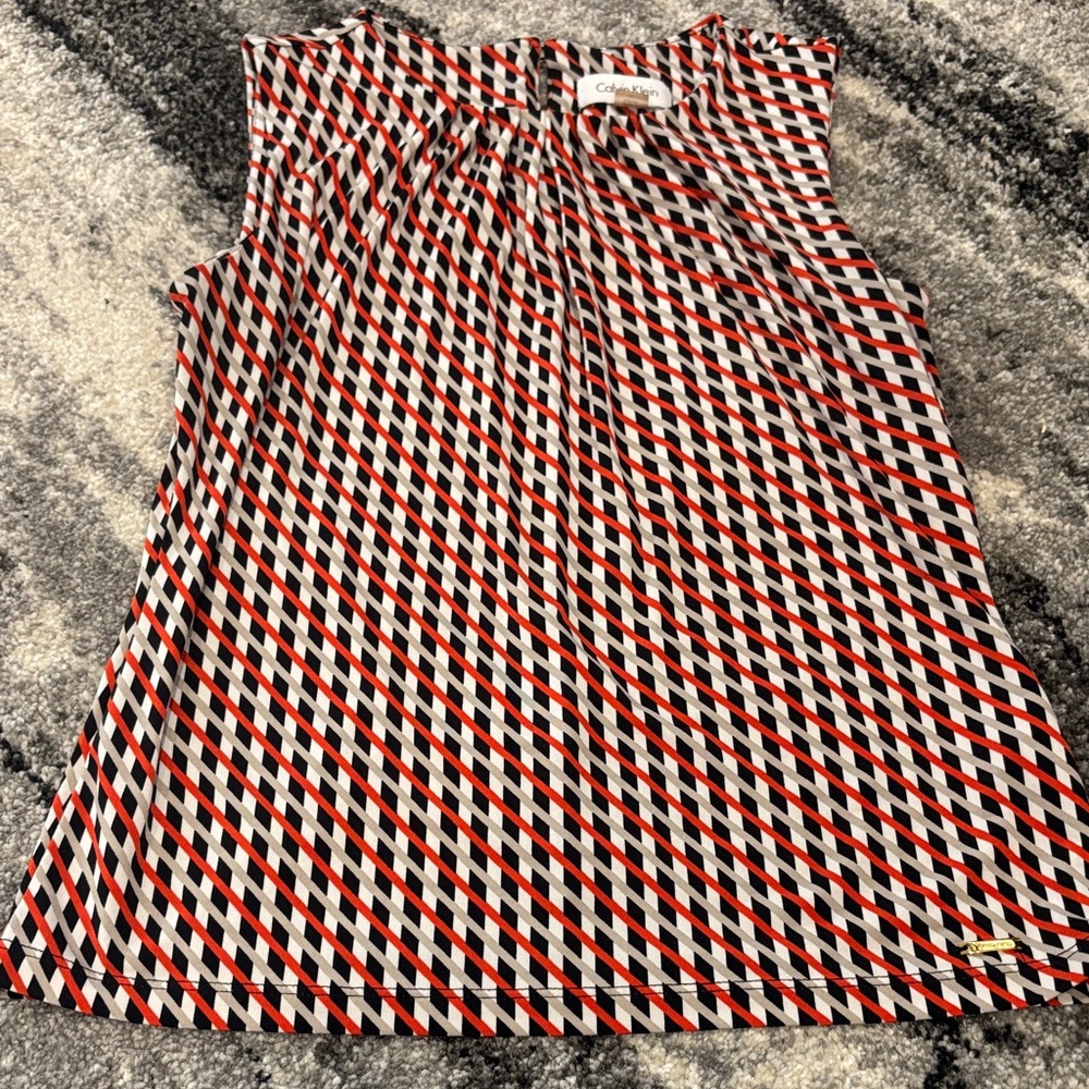 Calvin Klein Vibrant Black and Orange Patterned Skirt